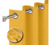 funky gadgets Lot de 2 rideaux occultants à œillets à isolation thermique pour chambre à coucher et salon (117 x 137 cm, ocre)