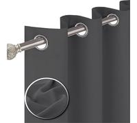 funky gadgets Lot de 2 rideaux occultants super doux à isolation thermique avec œillets pour salon et chambre à coucher - Anthracite - 167 x 229 cm (l x H)