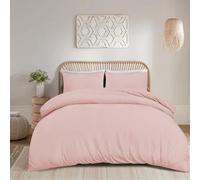 funky gadgets Parure de lit double en microfibre brossée douce avec housse de couette et taies d'oreiller - Rose pâle