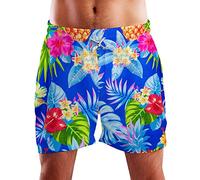 Funky Hawaiian Board-Shorts Trunks Pantalon de bain pour homme Doublure en maille Fermeture à cordon de serrage Décontracté Lumineux Motif flamant rose, Short Ananas Bleu, L