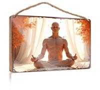 Funky Home Decor Peaceful Meditation : A Digital Artwork Of Serenity And Inner Bala Panneau en bois à suspendre pour porte de ferme Décoration d'été (15 x 28 cm)