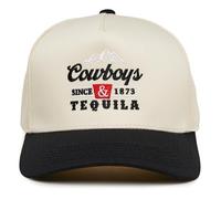 Funky Junque Chapeau vintage en toile snapback - Casquette réglable 2 tons pour homme et femme - Put It On My, Cowboy, Girl Dad, Funny, Cowboys et tequila - Noir/Beige, Taille unique