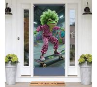 Funky Skateboard Frog Welcome Door Covers Decorative 180 x 88 cm Spring Summer Door Cover Easter Porche Garden Banner Sign Photographie Fond Party Toile de fond pour intérieur ou extérieur