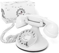 Funkyfon Cable : Téléphone Rétro Au Style Des Années 1920 Avec Cadran Rotatif Blanc