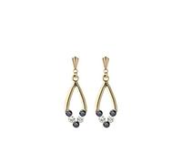 Funkyrox Paire de boucles d'oreilles pendantes en or jaune 9 carats incrustées de zircons/saphirs Livrée dans un écrin