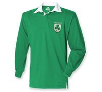 FunkyShirt - Polo à manches longues - Maillot de rugby vintage de l'Irlande avec trèfle - Vert - Small