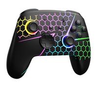 Funlab Manette Switch 2 Pro pour Switch2/OLED, Manette Switch 2 Sans Fil à Effet Hall avec Réveil Instantané, Firefly Bluetooth Pro Controller avec 7 Couleurs LED/Boutons Arrière/Turbo - Noir