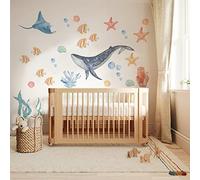 Funlife 107×107cm aquarelle stickers muraux enfants, ocean animal sticker mural enfant, Bébé Pépinière D'enfant Décoration Murale De La Maison, animaux marins 2