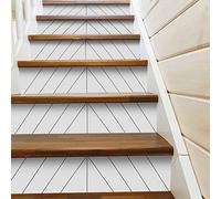 funlife 13Pcs style scandinave Stickers adhésifs escalier, autocollant de contremarche d'escalier Bricolage pour décoration, 18x100cm Chevron blanc pur