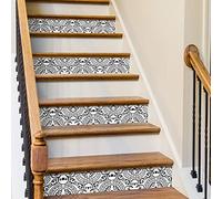 funlife 13Pcs style scandinave Stickers adhésifs escalier, autocollant de contremarche d'escalier Bricolage pour décoration, 18x100cm Motif italien noir