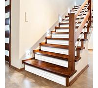 funlife 13Pcs style scandinave Stickers adhésifs escalier, autocollant de contremarche d'escalier Bricolage pour décoration, 18x100cm Bois blanc