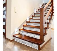 funlife 13Pcs style scandinave Stickers adhésifs escalier, autocollant de contremarche d'escalier Bricolage pour décoration, 18x100cm Bois gris blanc rouillé