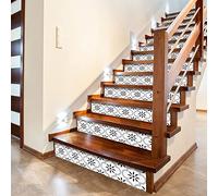 funlife 13Pcs style scandinave Stickers adhésifs escalier, autocollant de contremarche d'escalier Bricolage pour décoration, 18x100cm Lanterne blanc