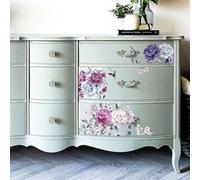 funlife 29X58CM UV DTF transfert pour meuble fleurs aquarelles, pivoine autocollant fleur autocollant meuble Décoration vintage, Imperméable chambre salon bibliothèque bureau stickers porte placard