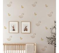 Funlife 32 stickers muraux enfants, Aquarelle mère oie et bébé oie boho decoration chambre bebe, stickers chambre enfant Convient pour chambre d’enfant, salon, chambre à coucher deco chambre fille