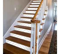 funlife 7Pcs style scandinave Stickers adhésifs escalier, autocollant de contremarche d'escalier Bricolage pour décoration, 18x100cm Chevron blanc pur