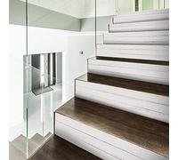 funlife 7Pcs style scandinave Stickers adhésifs escalier, autocollant de contremarche d'escalier Bricolage pour décoration, 18x100cm Bois blanc