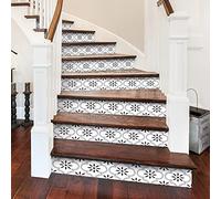 funlife 7Pcs style scandinave Stickers adhésifs escalier, autocollant de contremarche d'escalier Bricolage pour décoration, 18x100cm Lanterne blanc