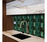 Funlife Art Deco Autocollant Stickers carrelage imperméable Mosaïque d’émeraude holographique verte 30Pcs 20cmX20cm
