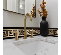 FUNLIFE Autocollants de bordure de papier peint, Frise Murale géométrie Adhesive Sticker, plinthe pour la décoration de bricolage à la maison, 10x200cm, or