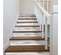 Funlife Contremarche escalier Autocollant Stickers carrelage imperméable Auto-Adheisve Grain de bois rétro contre marche pour escalier Amovible Peler et coller Décoration intérieure 100x18cm14pcs