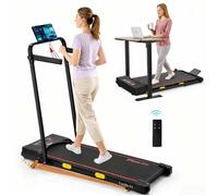 FunLife F3 Tapis de course pliable 2.0HP, moteur brushless, double poignée, inclinaison 7 %, 1-10 km/h, 120 kg, rouge