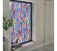 funlife Film fenetre coloré Motifs dessinés à la Main, Film occultant fenetre Feuilles Bleues Le Jardin de Monet, adsorption électrostatique Amovible, Garnitures en Verre de fenêtre 30x300CM