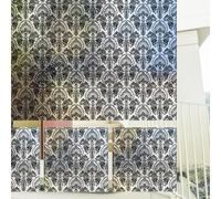 funlife Lot de 12 films d'intimité carrés prédécoupés sans couture pour fenêtre - Protection UV statique et amovible - Pour la maison et le bureau, 28 x 28 cm - Damas noir