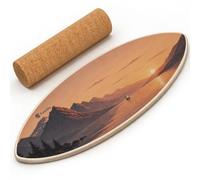 FunLife Planche d'équilibre Surf avec roulettes - Planche d'équilibre 150 | Planche d'équilibre en bois de bouleau avec rouleau en liège - 80 × 30 cm, jusqu'à 150 kg, pour équilibre, core