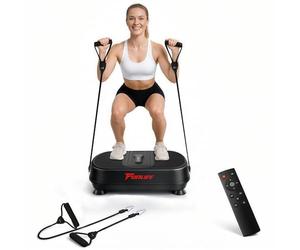 Funlife Plaque vibrante 120 kg, 180 niveaux, 5 programmes et manuel, Bluetooth et haut-parleur, plaque de fitness avec cordes d'entraînement pour l'entraînement de tout le corps