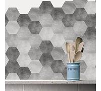 Funlife Sticker adhésif pour carrelages Sol 20x23cm, 30pcs, Imitation Faïence Carreaux de sol en imitation ciment, gris