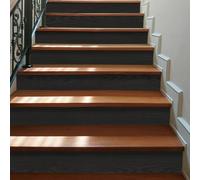 funlife Stickers escalier contremarche - Autocollant décoratifs pour escaliers, Grain de bois noir 4 bandes 90x15 cm