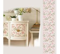 Funlife UV DTF transfert pour meuble Fleurs aquarelle, Roses de printemps adhesif pour meuble Décoration vintage, Imperméable brillant Salon chambre placard bibliothèque papier transfert 29X135CM