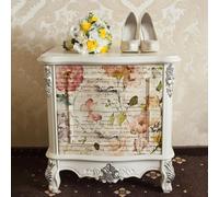 funlife Vintage Floral Décoratif Découpage Papier Tissu Autocollants Meubles, Jardin Printanier Sauvage 42X50CM