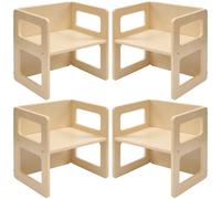 FUNLIO Chaise de sevrage Montessori réglable en Hauteur - Naturel（4pcs）