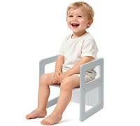 FUNLIO Chaise de sevrage Montessori réglable en Hauteur pour Les 1-3 Ans, Chaise en Bois Massif de qualité, pour Manger/Lire/Jouer, mobilier Montessori certifié CPC - Gris