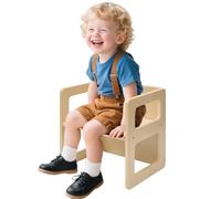 FUNLIO Chaise de sevrage Montessori réglable en Hauteur pour Les 1-3 Ans, Chaise en Bois Massif de qualité, pour Manger/Lire/Jouer, mobilier Montessori certifié CPC - Naturel
