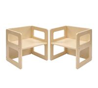 FUNLIO Chaise de sevrage Montessori réglable en Hauteur pour Les Enfants de 1 à 3 Ans, Chaise en Bois Massif de qualité, pour Manger/Lire/Jouer, mobilier Montessori certifié CPC - Naturel（2pcs）