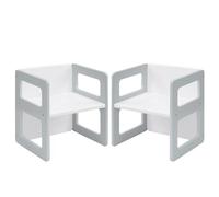 FUNLIO Chaise de sevrage Montessori réglable en Hauteur pour Les Enfants de 1 à 3 Ans, Chaise en Bois Massif de qualité, pour Manger/Lire/Jouer, mobilier Montessori certifié CPC - Gris（2pcs）