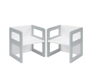 FUNLIO Chaise de sevrage Montessori réglable en Hauteur pour Les Enfants de 1 à 3 Ans, Chaise en Bois Massif de qualité, pour Manger/Lire/Jouer, mobilier Montessori certifié CPC - Gris（2pcs）