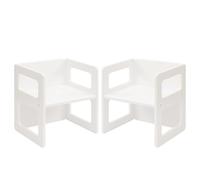 FUNLIO Chaise de Sevrage Montessori Réglable en Hauteur pour Les Enfants de 1 à 3 Ans, Vhaise en Bois Solide de Qualité, pour Manger/Lire/Jouer, Mobilier Montessori Certifié CPC - Blanc（2pcs）