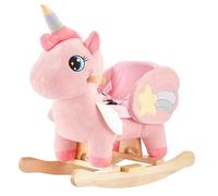 FUNLIO Cheval à Bascule Licorne pour Bébé, Cheval à Bascule Licorne Rose pour Tout-Petits de 6 Mois à 3 Ans, Animal à Bascule en Peluche, Facile à Assembler, Certifié CPC & CE