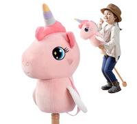 FUNLIO Cheval Bâton Interactif pour Enfants dès 3 Ans, Hobby Horse avec Sons Réalistes (Hennissement & Galop), Roues en Bois, Tête en Peluche Douce, Jouet Créatif pour Hobby Horsing - Rosa