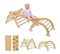 FUNLIO Ensemble Triangle de Pliable pour Les Bambins de 2 à 5 Ans, Arche Montessori d'escalade Enfant, Air de Jeux Bebe Interieur 5 en 1 avec Arche/Toboggan/Roche d'escalade/Triangle
