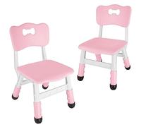 FUNLIO Lot de 2 chaises réglables pour enfants de 3 à 8 ans, chaise robuste avec charge maximale de 100 kg, pour salles de classe, garderie, maison, approuvé CPC et CE - Rose