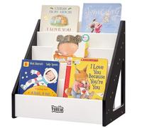 FUNLIO Montessori Bibliothèque pour enfants de 1 à 5 ans, Avec poignée et dispositif anti-basculement, Bibliothèque en pin de qualité, Étagère pour crèche ou salle de classe, certifiéCE - Noir & Blanc