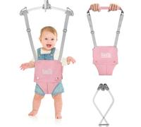 FUNLIO Porteur Bébé 2-en-1 avec Pince de Porte et Harnais de Marche (6-24 Mois). Ressorts Solides et Sangle Réglable, Facile à Monter et Ranger - Rose