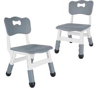 FUNLIO réglable Chaise Enfant (2 pièces), Chaise Bebe réglable en Hauteur à 3 Niveaux pour Les Enfants de 3 à 8 Ans, pour Les salles de Classe, Les garderies et la Maison, approuvée CPC et CE - Gris