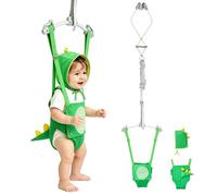 FUNLIO Sauteur de porte bébé à motif de dinosaure vert pour 6-24 mois, sauteur de porte avec fixation de porte et sangle réglable, balançoire portable pour nourrisson, ressort robuste