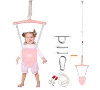 FUNLIO Sauteur de Porte pour Bébé 6-24 Mois avec Crochet de Plafond, Porte Bounce Jumper pour Jouer en Intérieur/Extérieur pour Bébé Fille/Garçon, avec Chaîne Réglable, Facile à Assembler - Rose